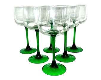 Luminarc Green Crystal Stemware J G Durand France 1960s, Free Shipping