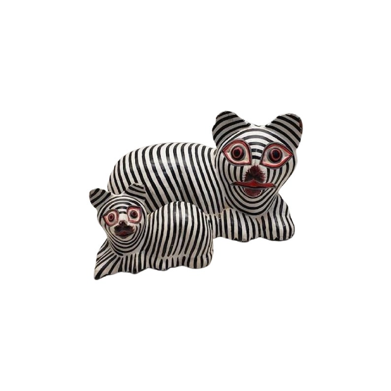 Vintage Wood Carved Striped Cats, Set of 2, Free Shipping image 10
