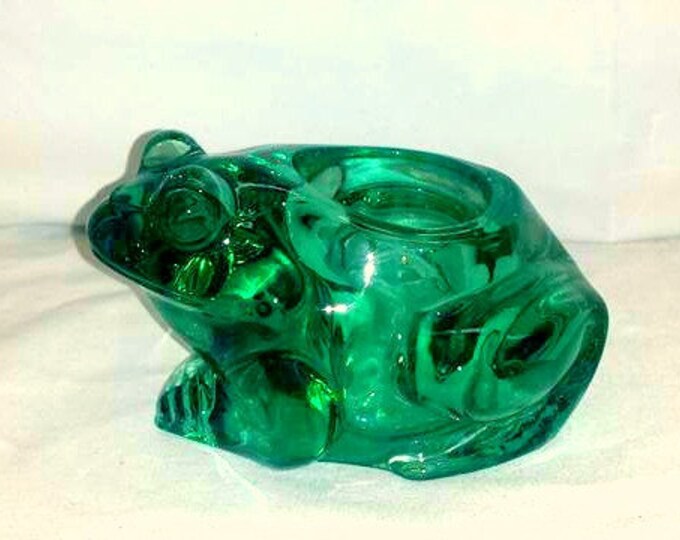 Vintage Green Glass Frog Candle Holder Indiana Glass Frog Etsy