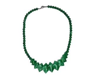 Vintage Jade Bead Choker Necklace, Free Shipping