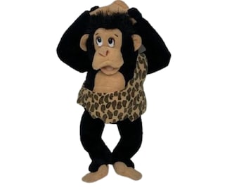 Vintage Plush Monkey: Cave Man, 12"T