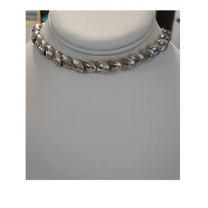 Vintage Monet Silver Tone Swirl Choker, Signed, 1960s