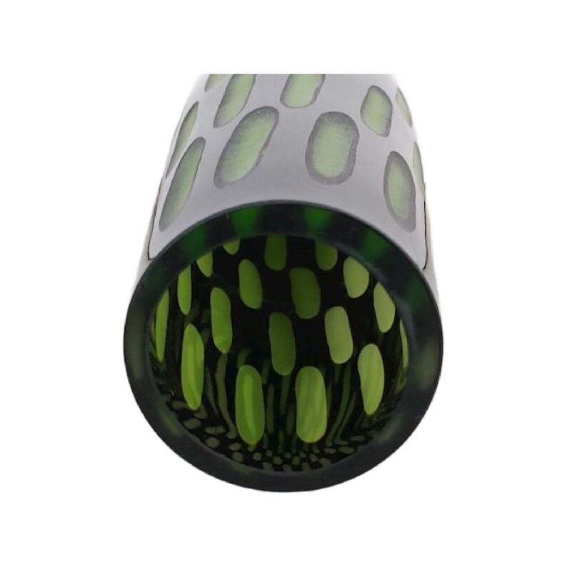 Mid Century Modern Black Cut to Green Hand Blown Cased Glass Vase, 16 Tall, Italian Glass, 1960s, Free Shipping Bild 6