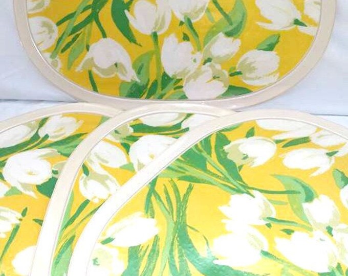 Vintage Vinyl Placematsset of 4yellow Placematskitschy Etsy