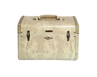 Mid Century Marbled Samsonite Train Case Makeup Carrier 1950s, Free Shipping