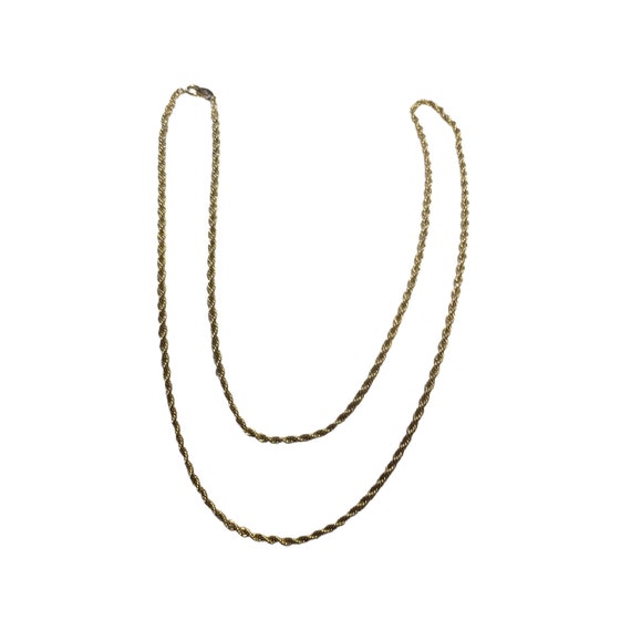 Trifari Gold Tone Rope Chain Necklace" Long, Free… - image 7