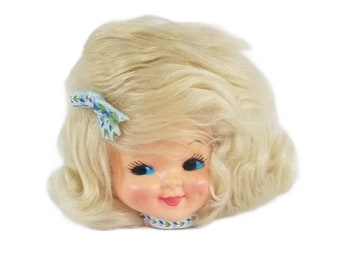 Vintage 1970s Baby Doll Face Head Hair Cover Dispenser Kleenex Tissue Box, Free Shipping