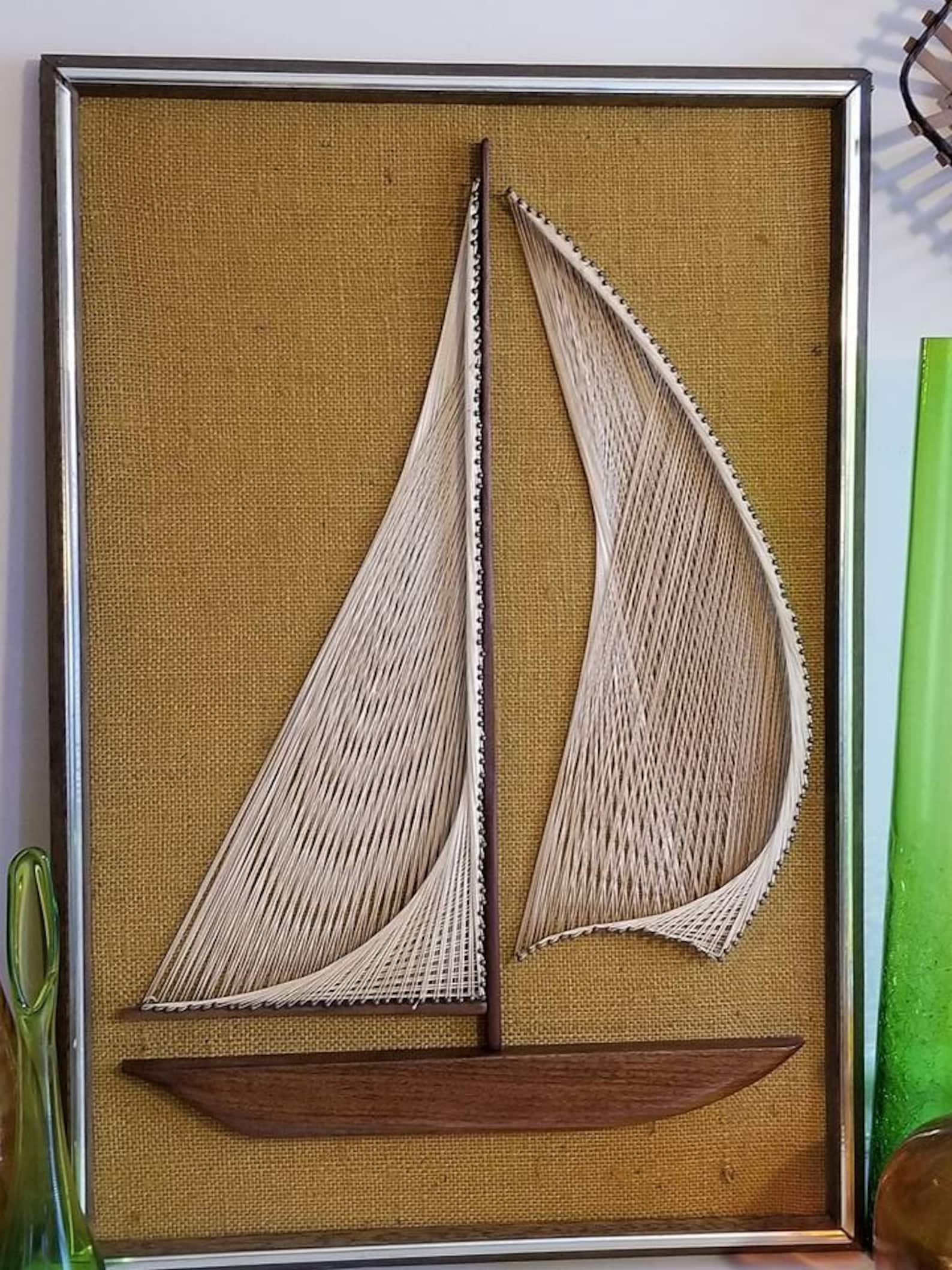 Sailboat STRING ART Vintage Nautical Wall Art Retro Ship Etsy