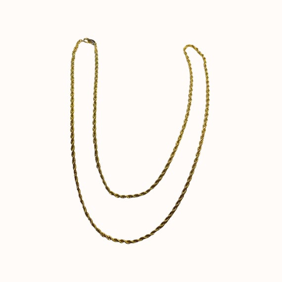 Trifari Gold Tone Rope Chain Necklace" Long, Free… - image 1