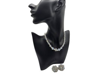 Vintage Aurora Borealis Choker Necklace and Earring Set