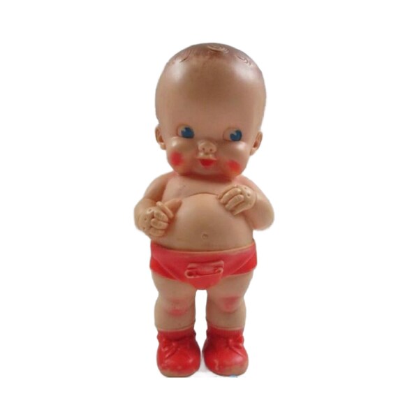 Vintage Squeak Toy Baby Boy Doll by Ruth E Newton Sun Rubber 1950s, Free Shipping