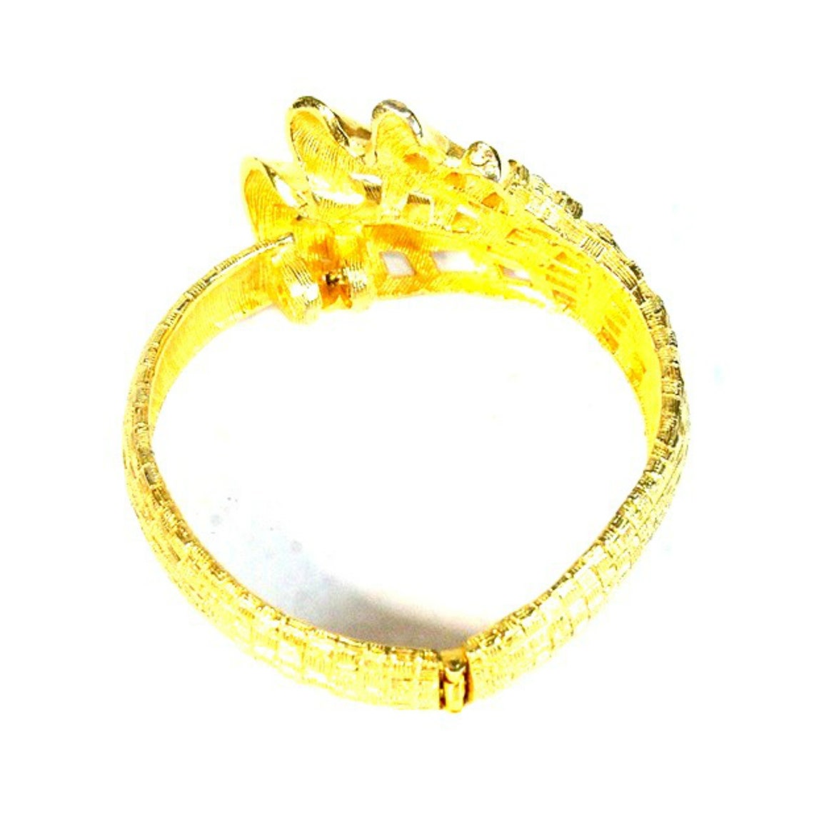 Vintage De Nicola Gold Tone Basket Weave Hinged Bracelet Etsy