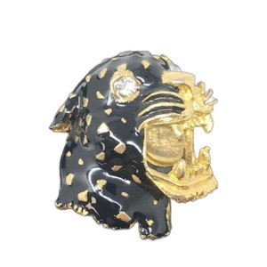 Broche panthère léopard vintage en émail et cristal, broche tête de jaguar, livraison gratuite