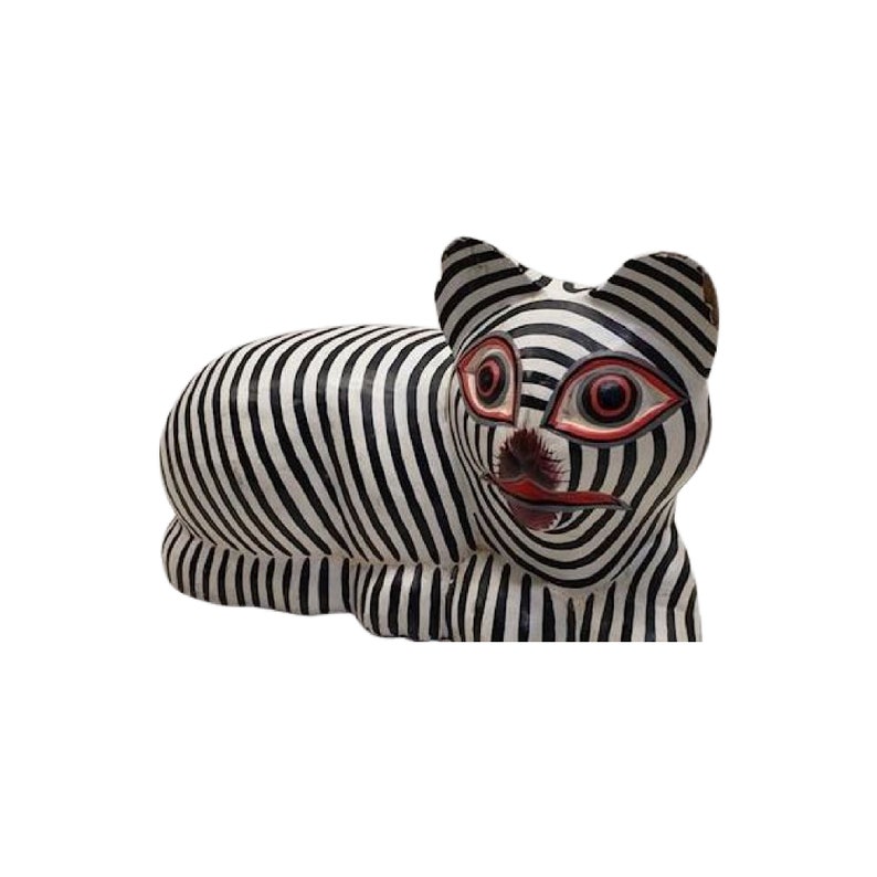 Vintage Wood Carved Striped Cats, Set of 2, Free Shipping image 2