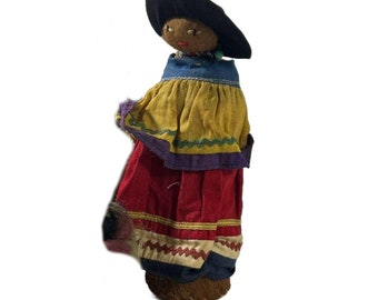 Vintage Seminole Indian Palmetto Husk Doll, 9" Tall, Free Sh.