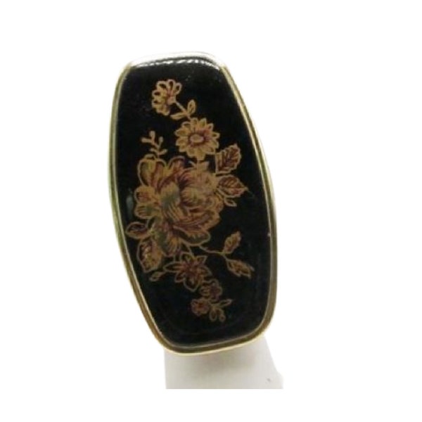 Vintage Black Cloisonne Lipstick Case with Mirror, Free Shipping