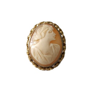 Vintage Framed Shell Carved Cameo Brooch 1940s, Free Shipping image 10