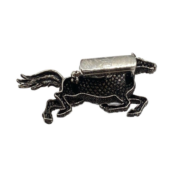 Vintage Black Marcasite Crystal Horse Brooch 1960… - image 2