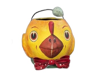 Dept 56 Paper Mache Chicken Basket, Easter Bucket, Free Shipping