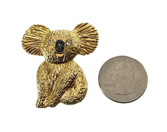 Vintage Gold Tone & Crystal Encrusted Koala Bear, Free Shipping