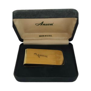 Vintage Gold Plated Brass Money Clip Initials &quot;RP&quot; Anson USA, New Old Stock