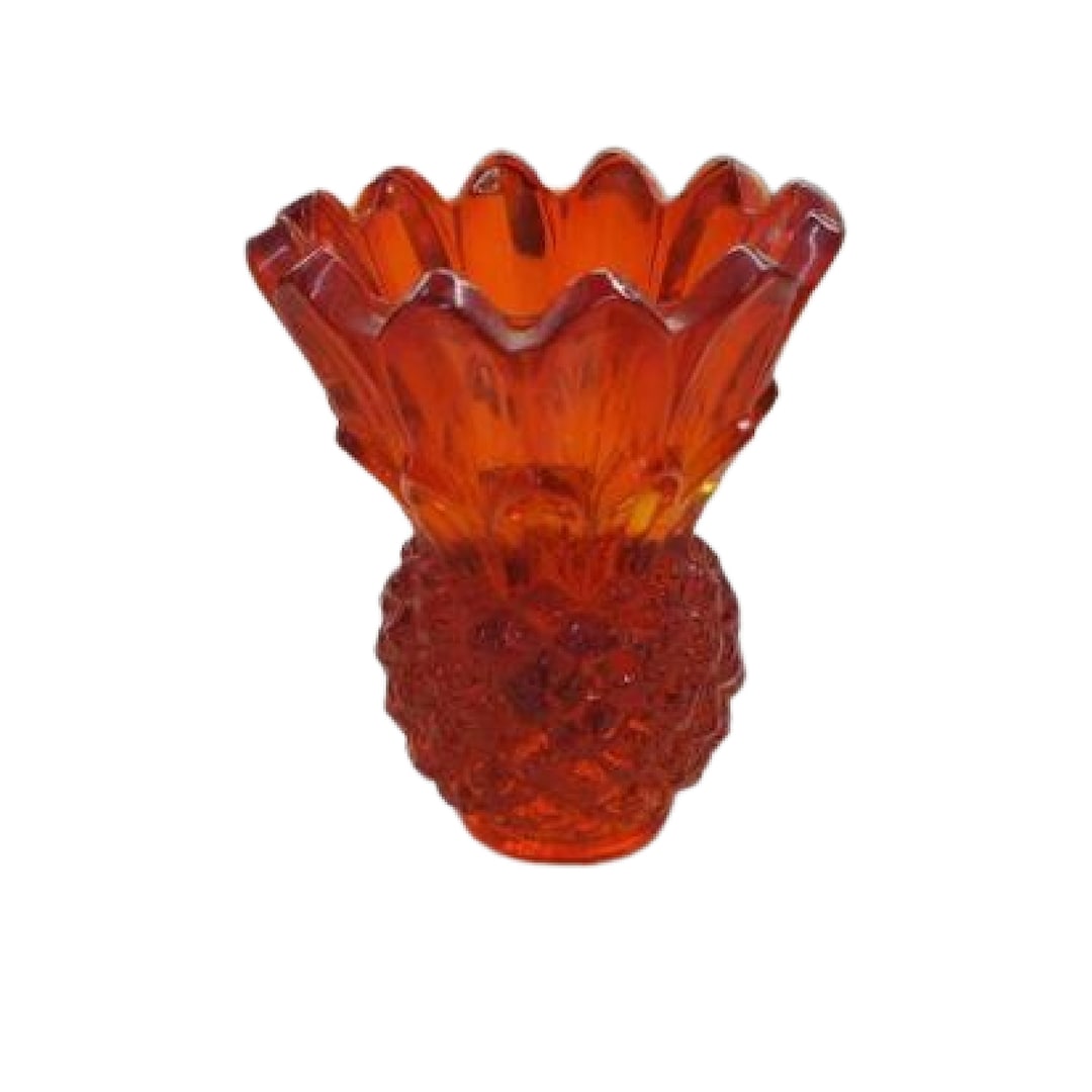 Amberina Glass Pineapple Candle Holder Vase, Free Shipping Etsy