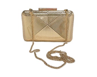 Vintage Gold Hardshell Bag, Gold Metal Purse, Minaudiere, Nordstrom, 1960s