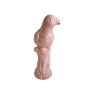 Mid Century Pink Parrot Figurine with Gold Accents, Free Shipping