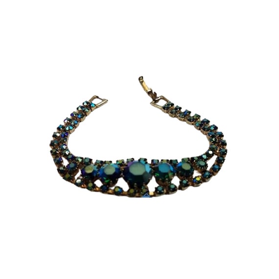 Mid Century  Blue Green Aurora Borealis Crystal B… - image 9