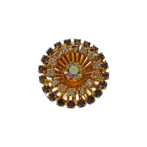 Mid Century Crystal Starburst Brooch 1940s, Sunburst