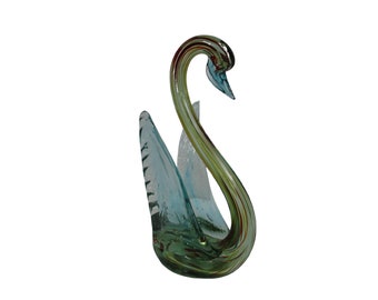 Vintage Hand Blown Amber Art Glass Swan 15.5" Tall, Free Shipping