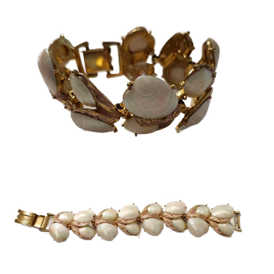 Calri Shells Vintage Pink Capri Shells Link Bracelet, Free Shipping - Etsy