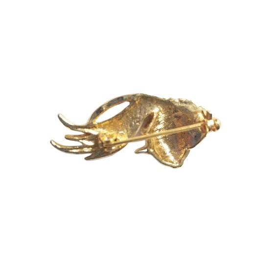 Vintage Enamel and Crystal Goldfish Brooch, Free … - image 3