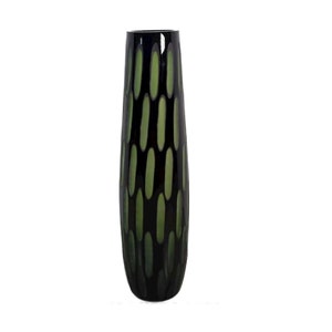 Mid Century Modern Black Cut to Green Hand Blown Cased Glass Vase, 16 Tall, Italian Glass, 1960s, Free Shipping Bild 10