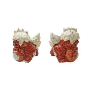 Satsuma Moriage Fu Dog, Komainu Lion, Set of 2, 1920s,7.5 W, Foo Lion, Foo Dog image 2