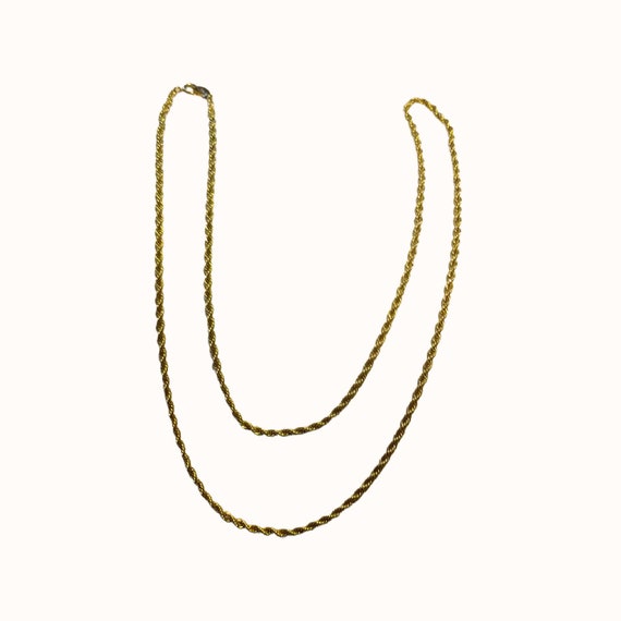 Trifari Gold Tone Rope Chain Necklace" Long, Free… - image 6