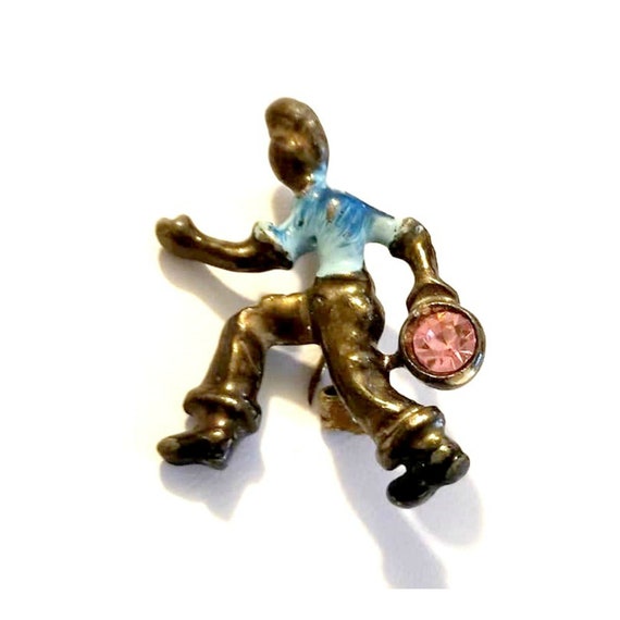 Bowler Scatter Pin, Kitschy Jewelry, Bowling Brooc