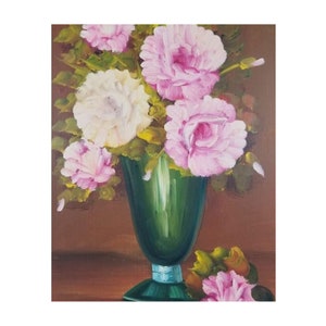 Vintage Floral Still Life Oil Painting Artist Signed by D Ramos, Set of 2, 24 Tall, Free Shipping image 2
