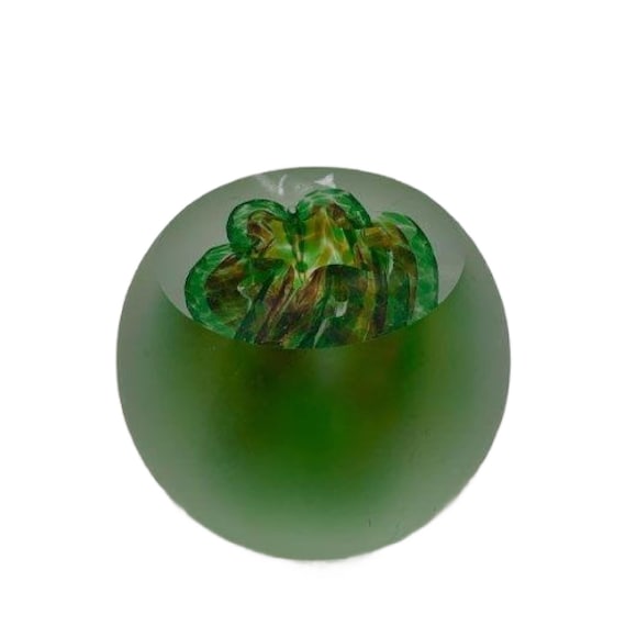 Czech Art Glass Sphere Paperweight Sculpture, Leos Smejkal, 4" Diameter
