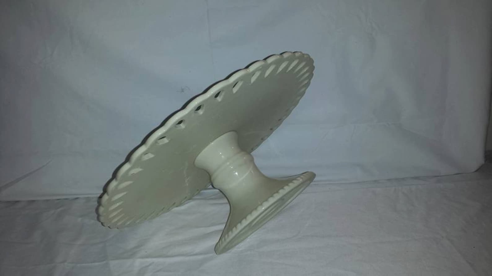 Godinger Porcelain Pedestal Cake Stand LARGE Open Lace Edge Etsy