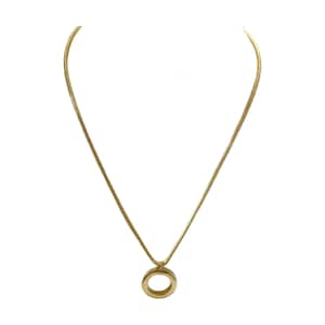 Vintage Gold Tone SERPENTINE Chain with Circle Pendant, Modernist Necklace