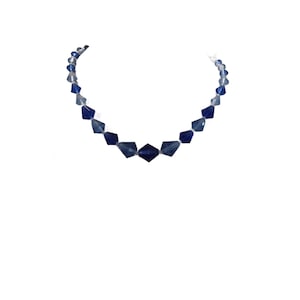 Vintage Blue Crystal Bead Necklace