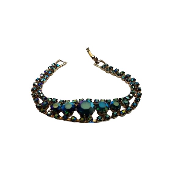 Mid Century  Blue Green Aurora Borealis Crystal B… - image 5