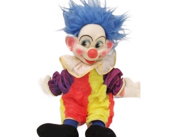 Vintage Rubber Face Clown by Ideal Toys, 1960s, Free Shipping