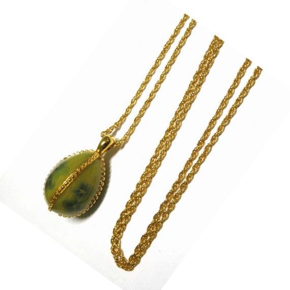 Vintage Joan Rivers Gold Tone Enamel Egg Pendant N