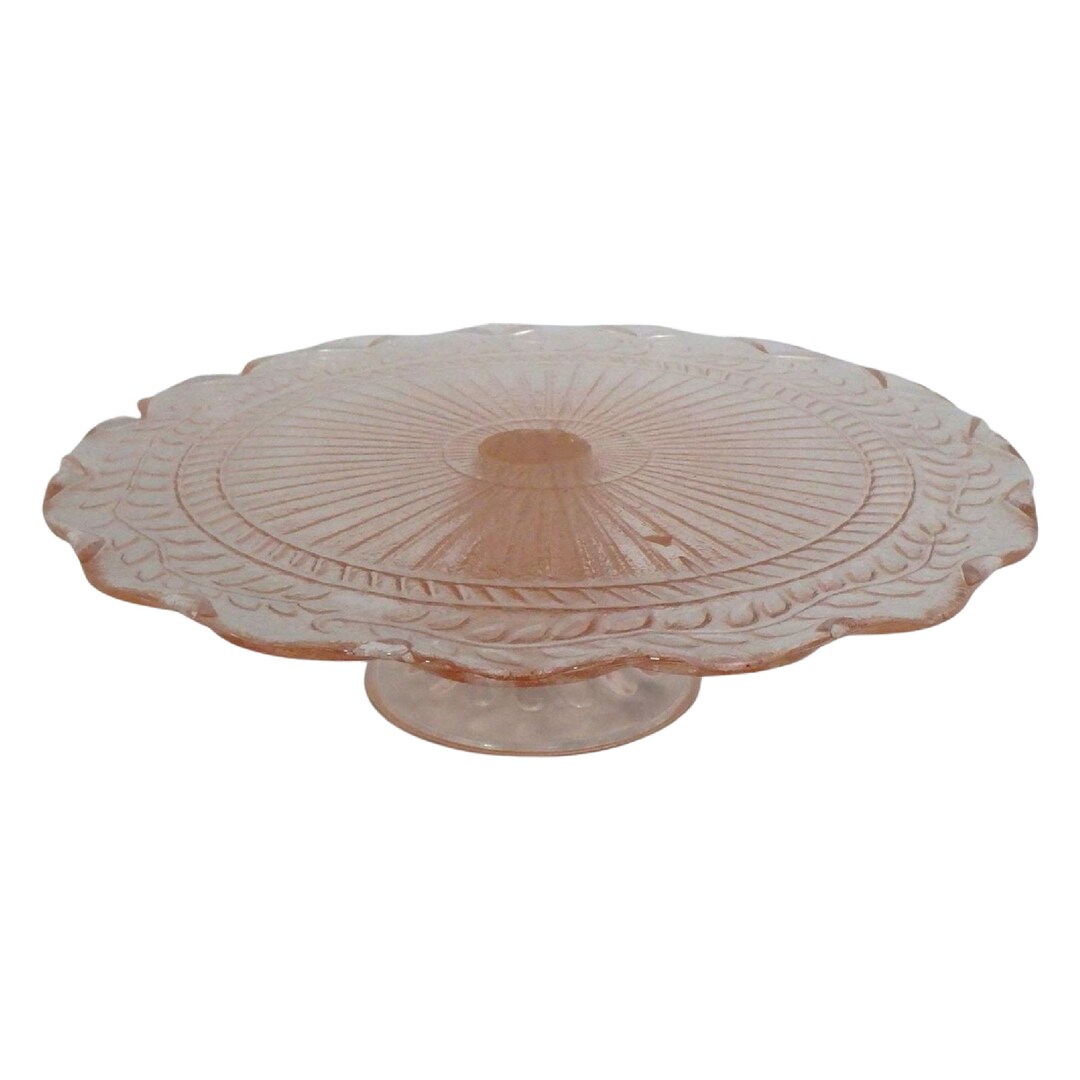 Vintage Pink Depression Glass Cake Stand 1930s Etsy