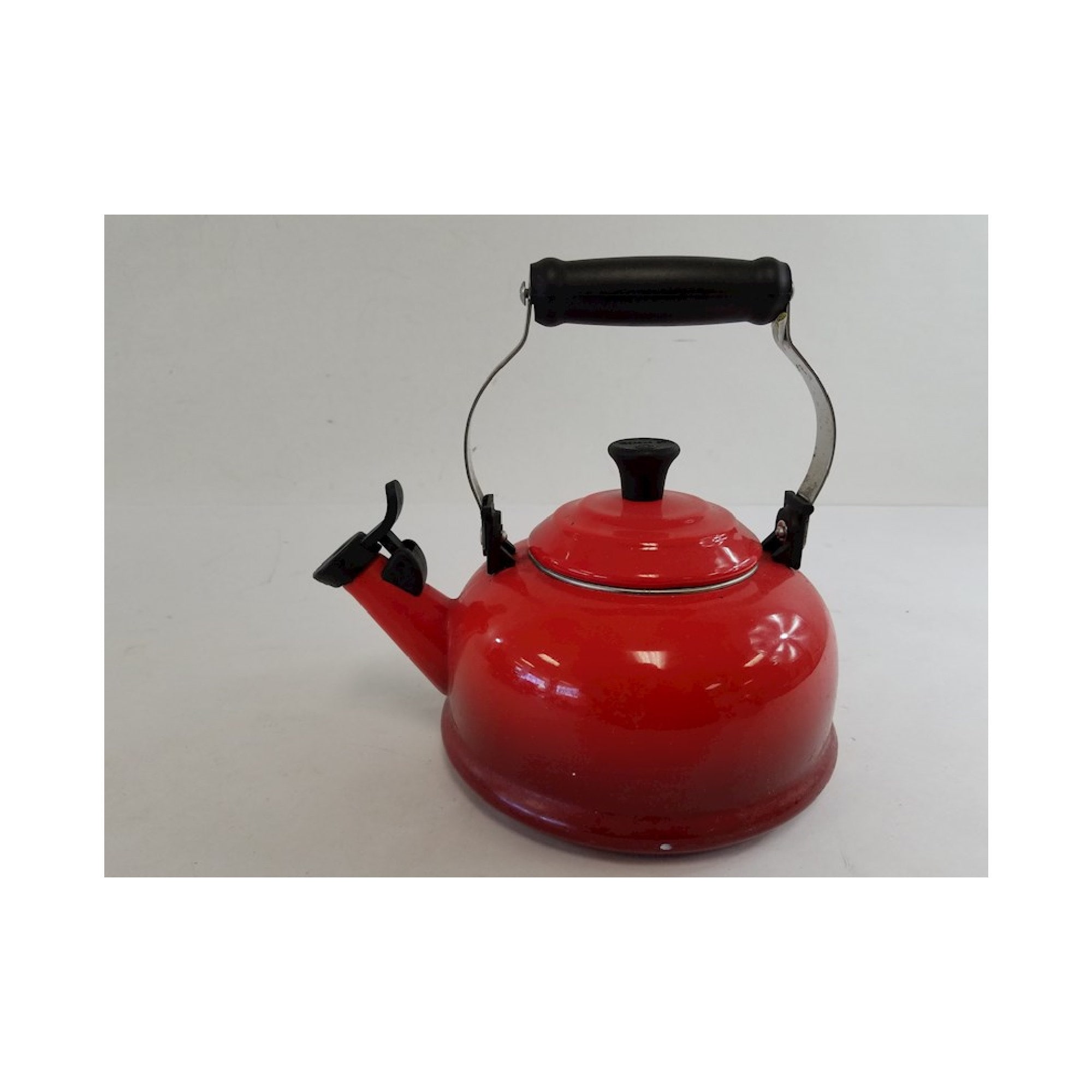 Vintage Le Creuset Red Whistling Enamel Tea Kettle Etsy