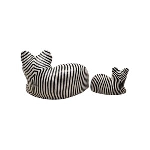 Vintage Wood Carved Striped Cats, Set of 2, Free Shipping image 4