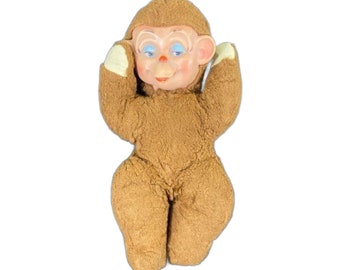 Vintage Rubber Face Monkey Plush, Sleepy Head Monkey by Knickerbocker,  Free Shipping