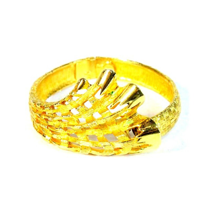 Vintage De Nicola Gold Tone Basket Weave Hinged Bracelet Etsy